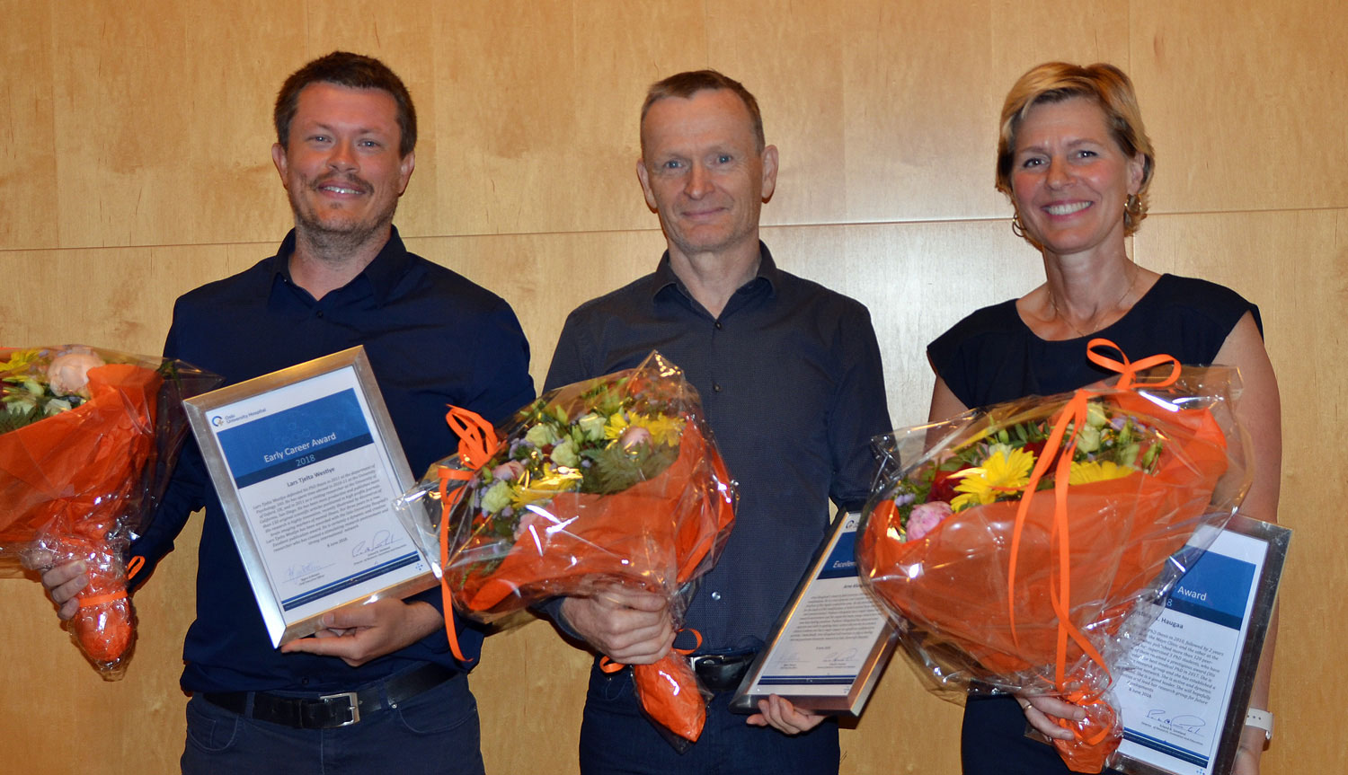 From left: Last T. Westlye, Arne Klungland and  Kristin H. Haugaa.