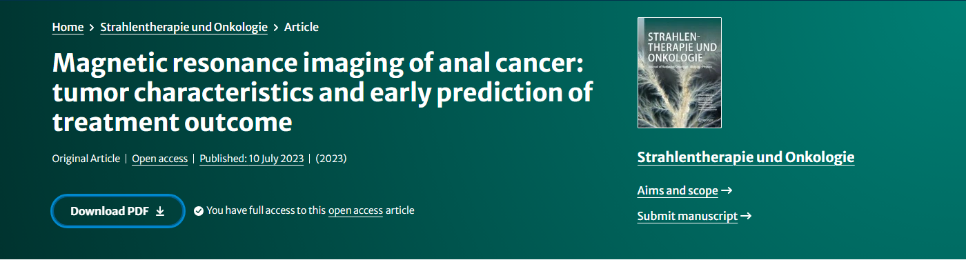 Magnetic resonance imaging of anal cancer: tumor characteristics and early prediction of treatment outcome